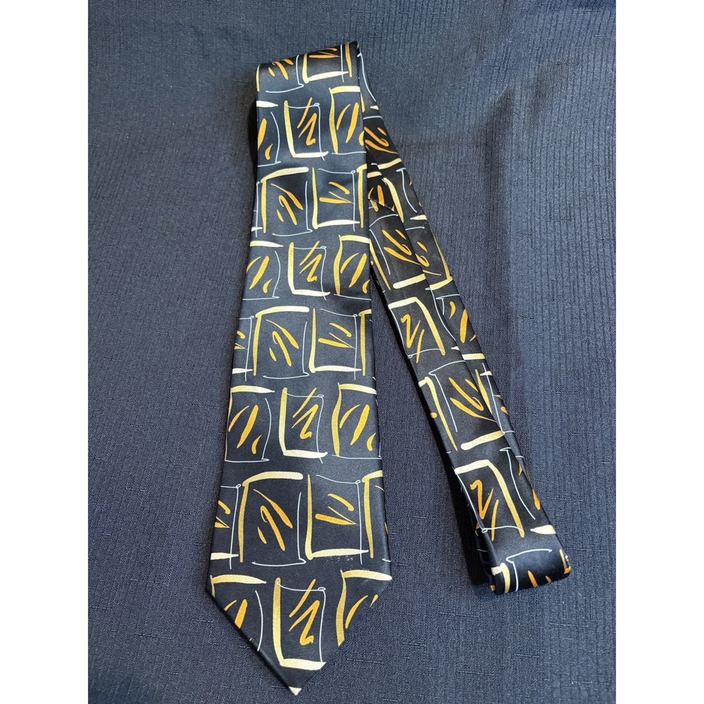 J Garcia Silk Tie Lizard Board Collection Fifty Black Gold Abstract Mens
